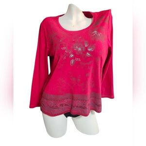 Northern Reflections Fuchsia Floral Long Sleeve Tee